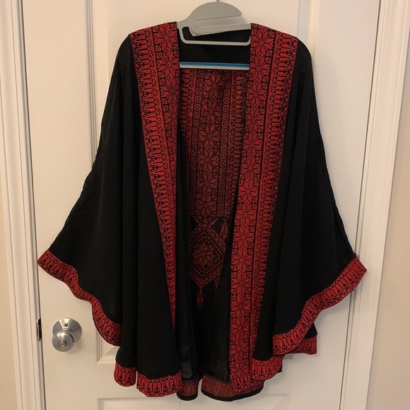 Arab Traditional Red Tatreez (Embroidery) Cape Jacket - Picture 13 of 17